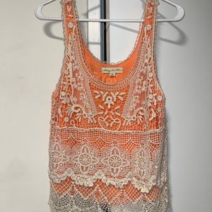 Crochet and orange tank top